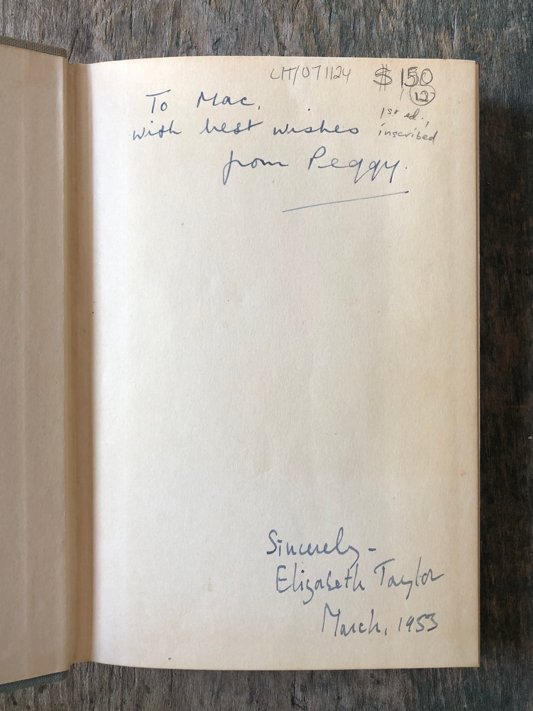 The Sleeping Beauty by Elizabeth Taylor. SIGNED BY THE AUTHOR.