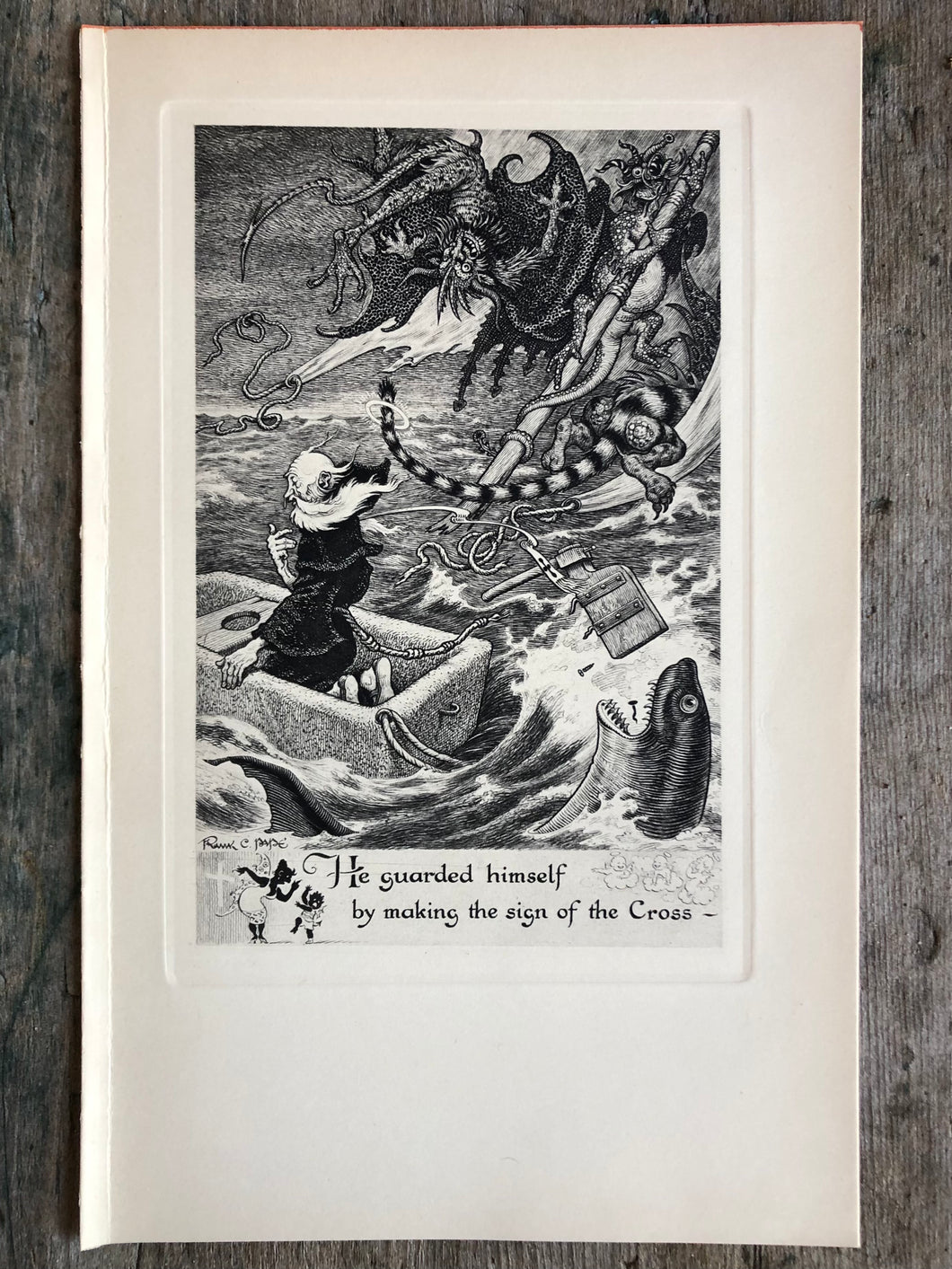 Print by Frank C. Pape from Penguin Island by Anatole France